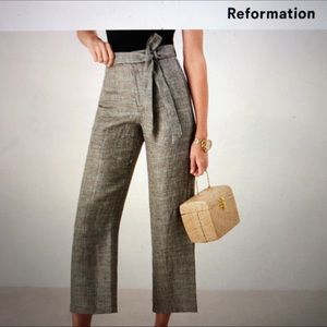 Reformation Houndstooth Linen Pants